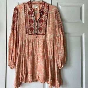 Anthropologie Claudia,Floral Embroidered Tunic